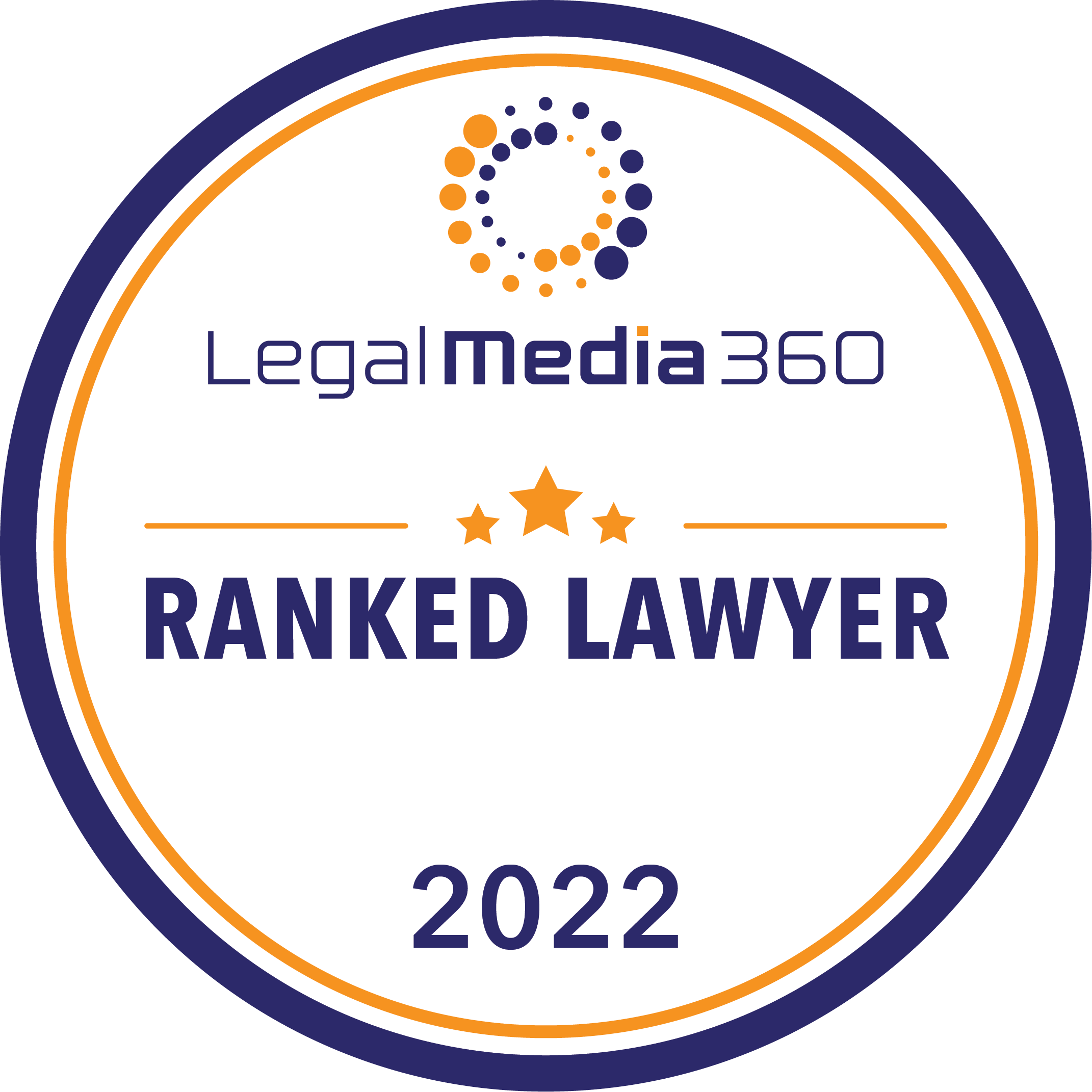 Legal Media 360 Ranked Lawyer Logo 2022