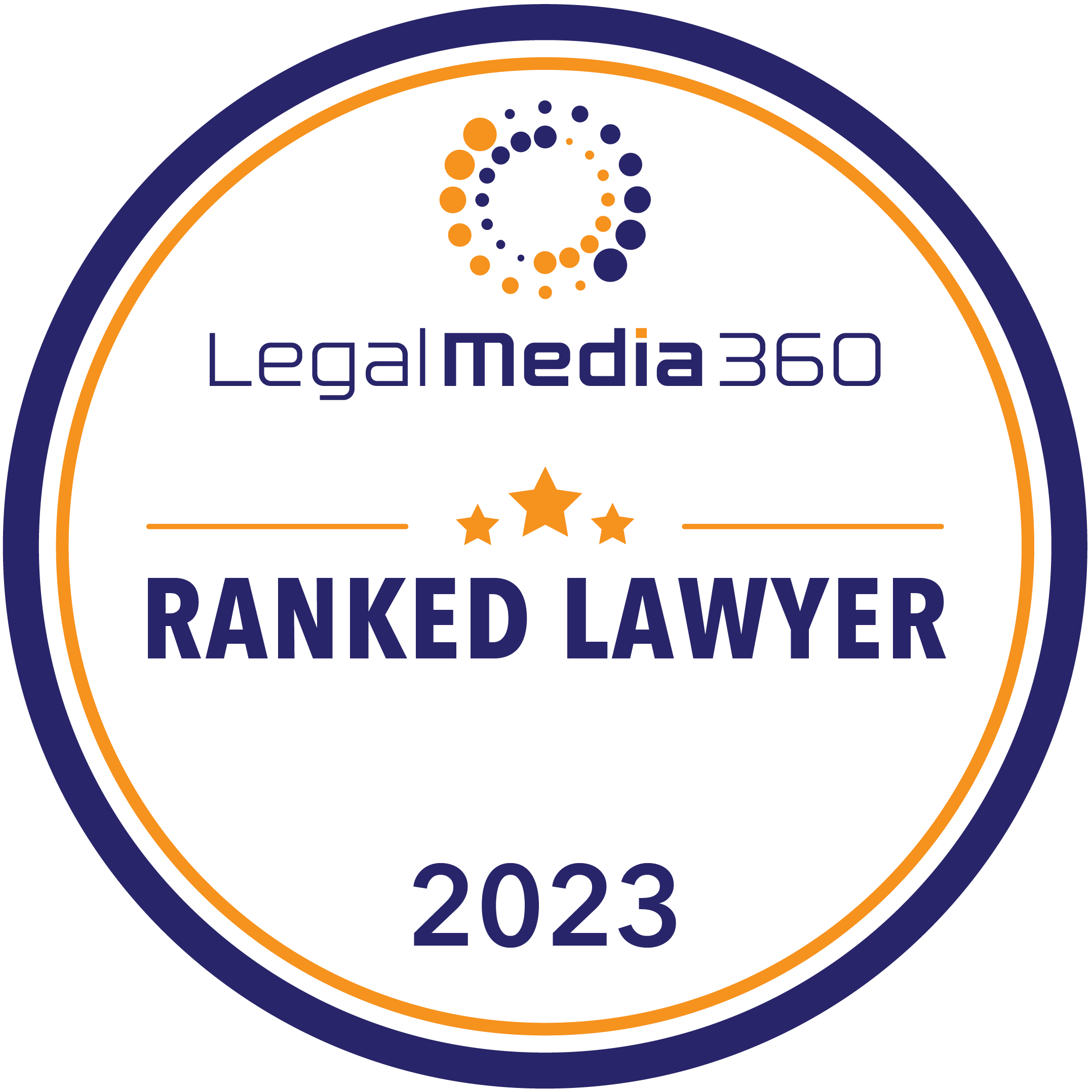 Legal Media 360 Ranked Lawyer Logo 2022
