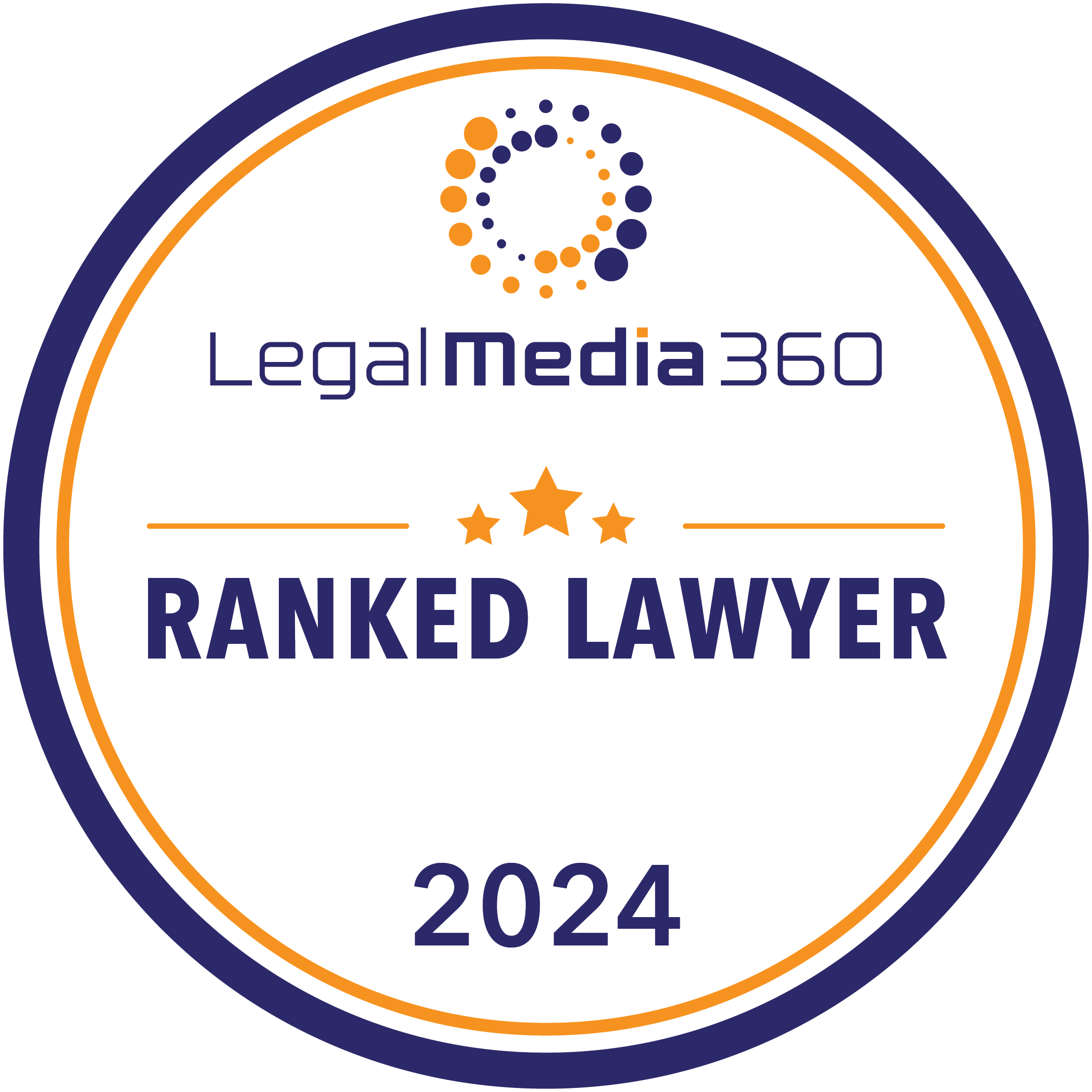 Legal Media 360 Ranked Lawyer Logo 2024